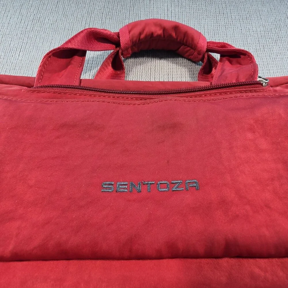 Sentoza Red Nylon Backpack for 15 in Laptop, Padded, Partitions, Solid Pattern